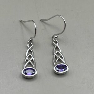 Elegant Sterling Silver and Purple Amethyst Drop Earrings